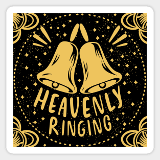 Heavenly Ringing For Handbell Ringers Choir Black Background Sticker